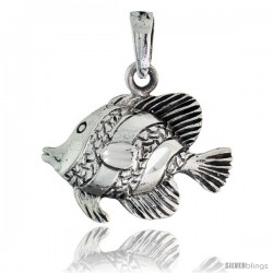 Sterling Silver Fish Pendant, 7/8 in wide