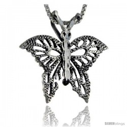 Sterling Silver Butterfly Pendant, 1 1/16 in tall