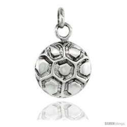 Sterling Silver Soccer Ball Pendant, 5/8 in
