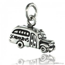 Sterling Silver Tiny School Bus Pendant, 3/4 in tall