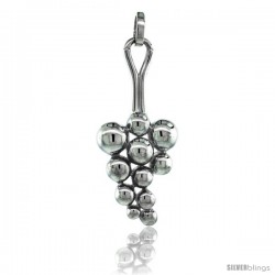 Sterling Silver Clustered Grapes Pendant 1 11/16 in. (43 mm), High Polished Finish