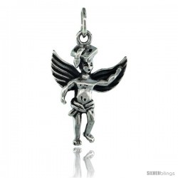 Sterling Silver Guardian Angel Graduate Pendant 7/8 in. (23 mm), Oxidized Finish