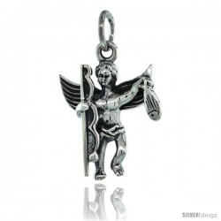 Sterling Silver Guardian Angel Fisherman Pendant 13/16 in. (20 mm), Oxidized Finish