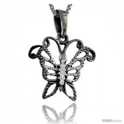 Sterling Silver Butterfly Pendant, 1 in tall
