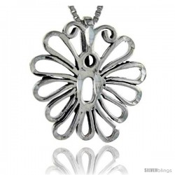 Sterling Silver Cut-out Butterfly Pendant, 1 in tall