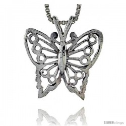 Sterling Silver Butterfly Pendant, 7/8 in tall