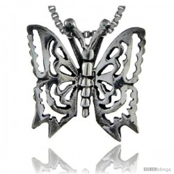 Sterling Silver Butterfly Pendant, 3/4 in tall