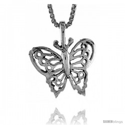 Sterling Silver Butterfly Pendant, 3/4 in tall -Style Pa228