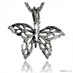 Sterling Silver Butterfly Pendant, 3/4 in tall -Style Pa229