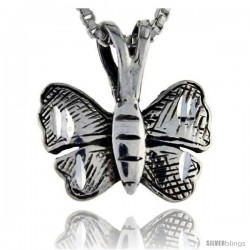 Sterling Silver Butterfly Pendant, 5/8 in tall