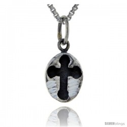 Sterling Silver Budded Cross Pendant, Tiny 1/2 in long