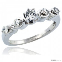 14k White Gold Diamond Engagement Ring w/ 0.43 Carat Brilliant Cut Diamonds, 1/8 in. (3mm) wide