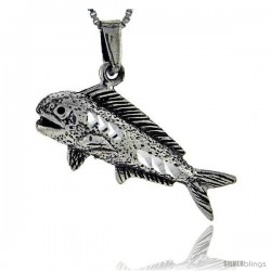 Sterling Silver Tuna Fish Pendant, 1 1/16 in tall