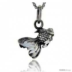 Sterling Silver Veiltail Goldfish Pendant, 5/8 in tall