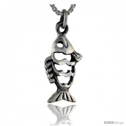 Sterling Silver Fish Pendant, 1 in tall -Style Pa255