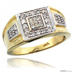 14k Gold Heavy & Solid Men's Diamond Ring, w/ 0.54 Carat Brilliant Cut ( H-I Color VS2-SI1 Clarity ) Diamonds, 7/16 in. (11mm)