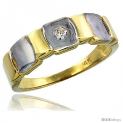 14k Gold Men's Diamond Ring w/ 0.06 Carat Brilliant Cut ( H-I Color SI1 Clarity ) Diamond, 1/4 in. (7mm) wide