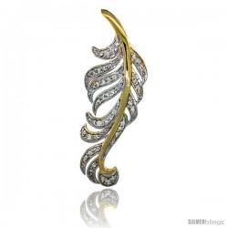 14k Gold 18 in. Thin Chain & Large Leaf Diamond Pendant w/ 0.48 Carat Brilliant Cut ( H-I Color VS2-SI1 Clarity ) Diamonds