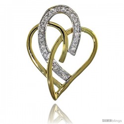 14k Gold 18 in. Thin Chain & Interlacing Heart Cut Outs Diamond Pendant w/ 0.24 Carat Brilliant Cut ( H-I Color VS2-SI1