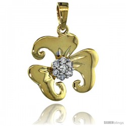 14k Gold 18 in. Thin Chain & 7-Stone Flower Pendant w/ 0.22 Carat Brilliant Cut ( H-I Color VS2-SI1 Clarity ) Diamonds