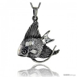 Sterling Silver Angelfish Pendant, 1 1/2 in tall