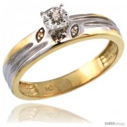 14k Gold Diamond Engagement Ring w/ 0.03 Carat Brilliant Cut Diamonds, 5/32 in. (4.5mm) wide