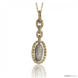 14k Gold 18" Chain & 1 5/16" (35mm) tall Oval Diamond Pendant, w/ 0.74 Carat Brilliant Cut Diamonds