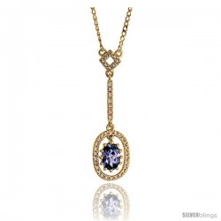 14k Gold 18" Chain & 1 1/8" (28mm) tall Oval Diamond Pendant, w/ 0.16 Carat Brilliant Cut Diamonds & 0.50 Carat Oval Cut