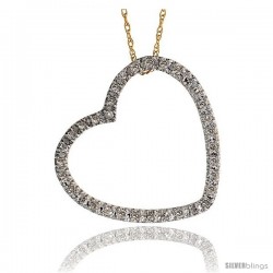 14k Gold 18" Chain & 13/16" (21mm) tall Diamond Heart Pendant, w/ 0.26 Carat Brilliant Cut Diamonds