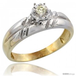 Gold Plated Sterling Silver Diamond Engagement Ring, 7/32 in wide -Style Agy105er