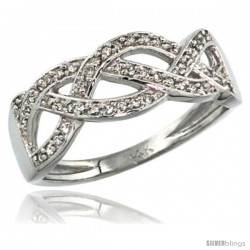 14k White Gold Braided Knot Diamond Ring w/ 0.15 Carat Brilliant Cut ( H-I Color VS2-SI1 Clarity ) Diamonds, 9/32 in. (7mm)