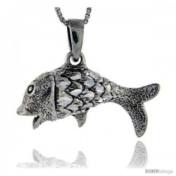 Sterling Silver Fish Pendant, 1 in tall