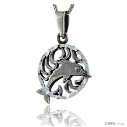 Sterling Silver Fish Pendant, 1 1/4 in tall
