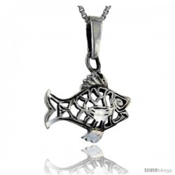 Sterling Silver Fish Pendant, 1 in tall -Style Pa261