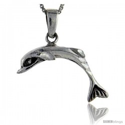 Sterling Silver Dolphin Pendant, 1 1/8 in tall -Style Pa274