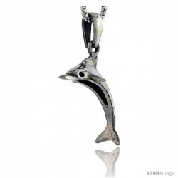 Sterling Silver Dolphin Pendant, 1 in tall