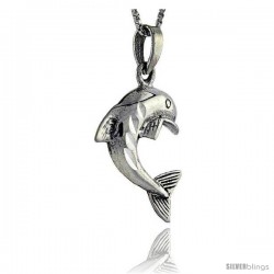 Sterling Silver Dolphin Pendant, 1 3/8 in tall -Style Pa276