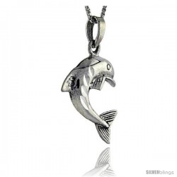 Sterling Silver Dolphin Pendant, 1 3/8 in tall -Style Pa276