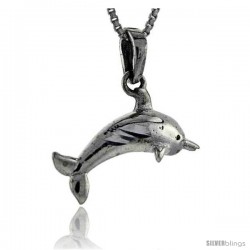 Sterling Silver Dolphin Pendant, 1 in tall -Style Pa277