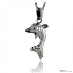 Sterling Silver Dolphin Pendant, 1 1/4 in tall -Style Pa278