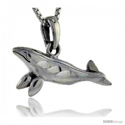 Sterling Silver Sperm Whale with Baby Pendant, 3/4 in tall