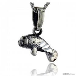 Sterling Silver Manatee Pendant, 3/4 in tall