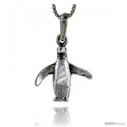 Sterling Silver Penguin Pendant, 3/4 in tall