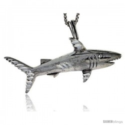 Sterling Silver Shark Pendant, 5/8 in tall