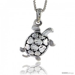 Sterling Silver Turtle Pendant, 3/4 in tall -Style Pa295