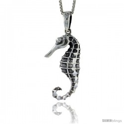 Sterling Silver Seahorse Pendant, 1 1/16 in tall