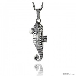 Sterling Silver Seahorse Pendant, 1 1/8 in tall