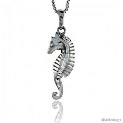 Sterling Silver Seahorse Pendant, 1 1/16 in tall -Style Pa299