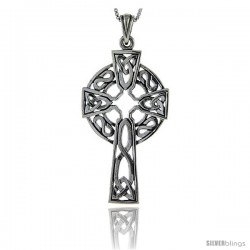 Sterling Silver Celtic Cross Pendant, 2 in long