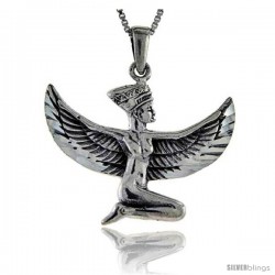 Sterling Silver Egyptian Goddess Isis Pendant, 1 1/8 in long